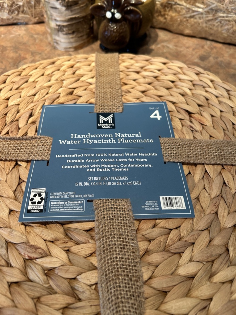 Handwoven Natural Water Hyacinth Placemats-Set of Four - Picture 2 of 9